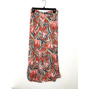 LOFT Tropical Floral Wide Leg Linen Blend Crop Pants Sz S